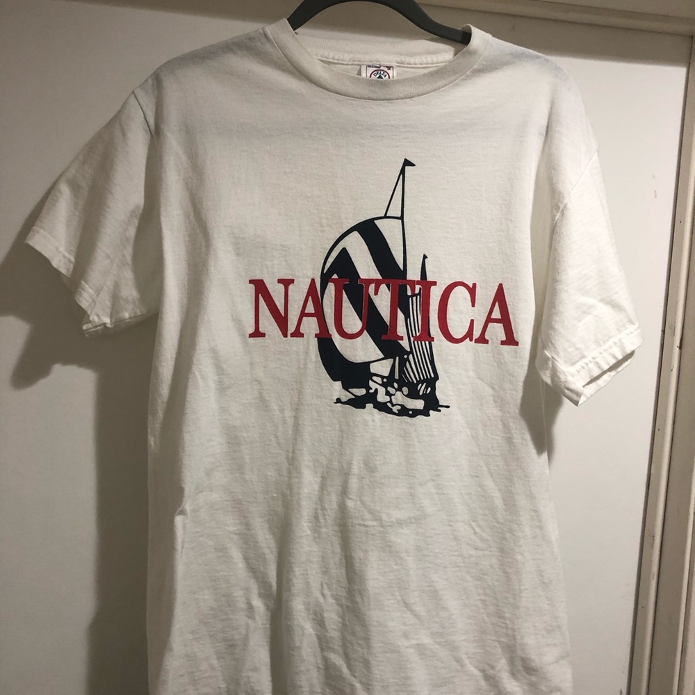 Vintage 90s nautica bootleg t shirt big logo m og